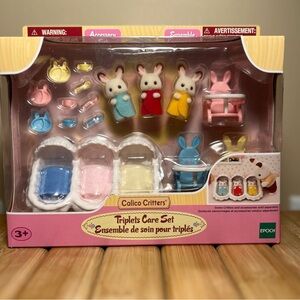 Calico Critters Triplets Nursery Set - Red, Yellow, Blue